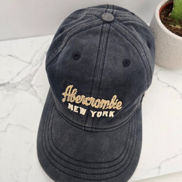 abercrombie | blue canvas embroidered logo fitted baseball hat | unisex L/XL - Picture 3 of 8